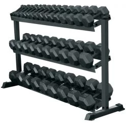 York Fitness York Barbell 3 Tier Rubber Hex Dumbbell Rack