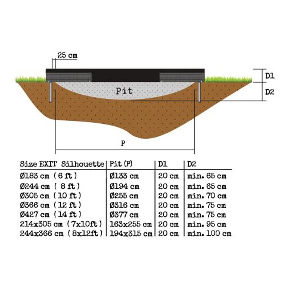 Leisure Exit Silhouette Ground Trampoline Ø427cm - Black