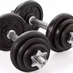 York Fitness York 20kg Black Cast Iron Dumbell Set In A Case Strength