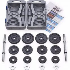 York Fitness York 20kg Black Cast Iron Dumbell Set In A Case Strength