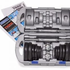 York Fitness York 20kg Black Cast Iron Dumbell Set In A Case Strength