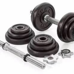 York Fitness York 20kg Black Cast Iron Dumbell Set In A Case Strength