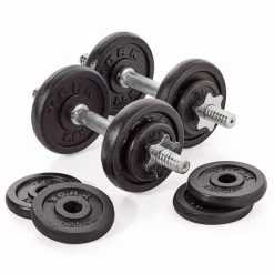 York Fitness York 20kg Black Cast Iron Dumbell Set In A Case Strength