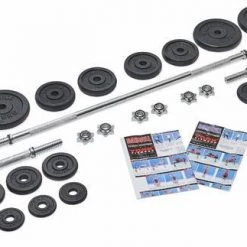 York Fitness Strength York 50kg Black Cast Iron Barbell And Dumbell Set