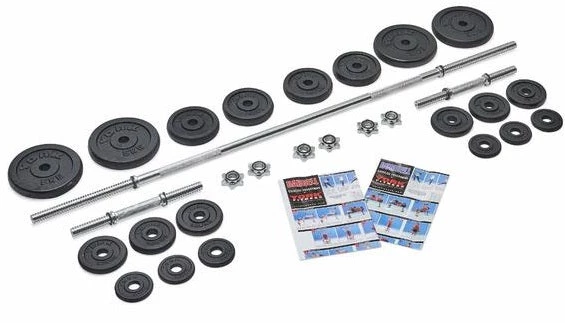 York Fitness Strength York 50kg Black Cast Iron Barbell And Dumbell Set