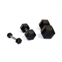 Strength GymGear 2.5 - 25kg Rubber Hex Dumbbell Set (10 Pairs In 2.5kg Increments)