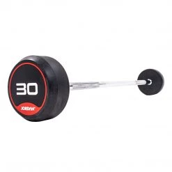 Strength Jordan Rubber Barbells Solid Ends With Straight Bars (up To 45kg)