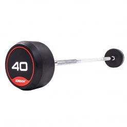 Strength Jordan Rubber Barbells Solid Ends With Straight Bars (up To 45kg)