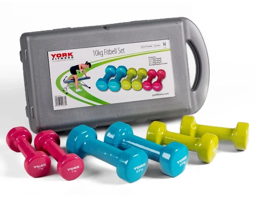 York Fitness York 10 KG Vinyl Fitbell Set In Case