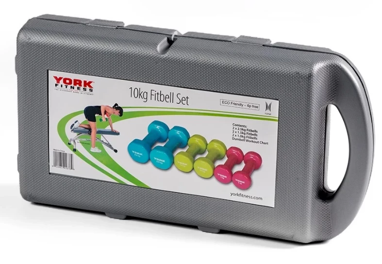 York Fitness York 10 KG Vinyl Fitbell Set In Case