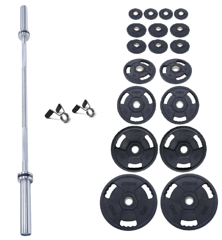 Jordan 140kg Classic Rubber Olympic Disc And Bar Set Strength
