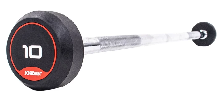 Jordan Rubber Barbell Set 10-45kg Solid Ends With Straight Bars And Rack Strength