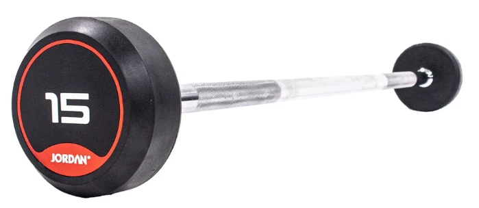Jordan Rubber Barbell Set 10-45kg Solid Ends With Straight Bars And Rack Strength