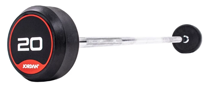 Jordan Rubber Barbell Set 10-45kg Solid Ends With Straight Bars And Rack Strength