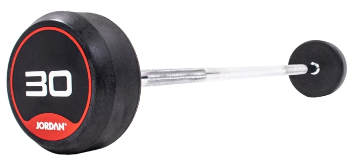 Jordan Rubber Barbell Set 10-45kg Solid Ends With Straight Bars And Rack Strength
