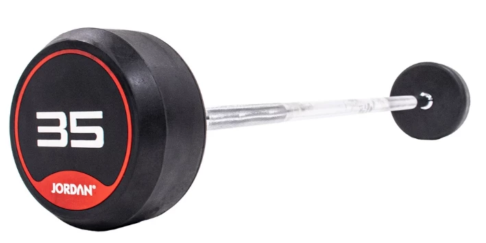 Jordan Rubber Barbell Set 10-45kg Solid Ends With Straight Bars And Rack Strength