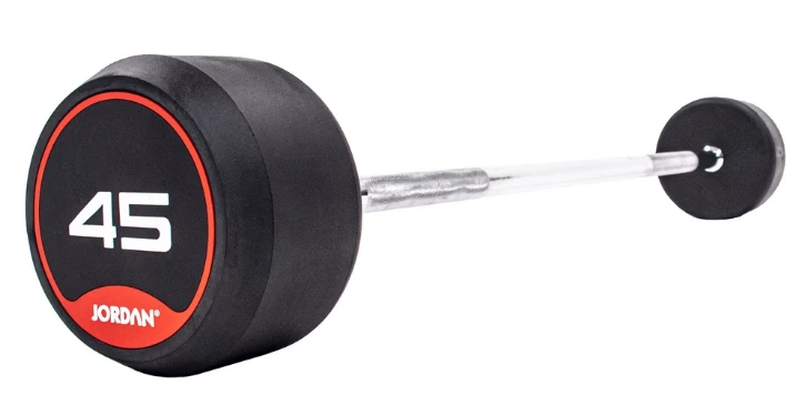 Jordan Rubber Barbell Set 10-45kg Solid Ends With Straight Bars And Rack Strength
