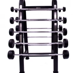 Jordan Rubber Barbell Set 10-45kg Solid Ends With Straight Bars And Rack Strength