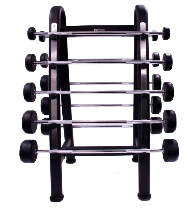 Jordan Rubber Barbell Set 10-45kg Solid Ends With Straight Bars And Rack Strength