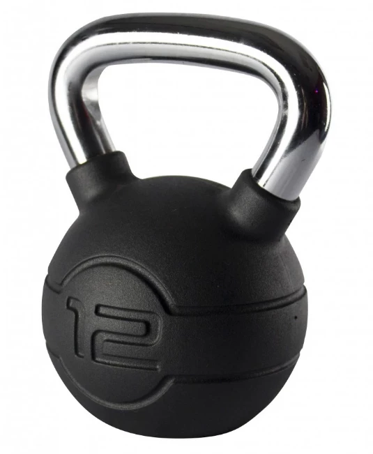 Jordan Black Rubber Covered Kettlebell With Chrome Handle (up To 24kg)