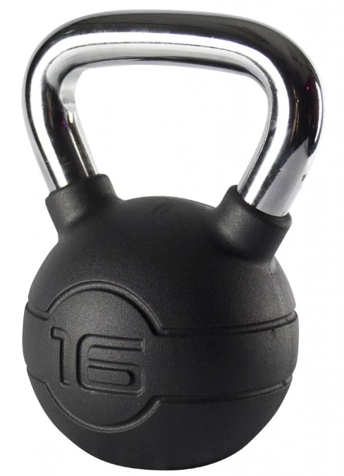 Jordan Black Rubber Covered Kettlebell With Chrome Handle (up To 24kg)