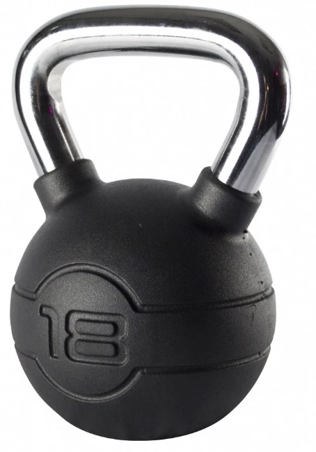 Jordan Black Rubber Covered Kettlebell With Chrome Handle (up To 24kg)