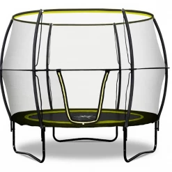 Rebo 8FT Base Jump Trampoline With Halo II Enclosure - 2020 Black Edition