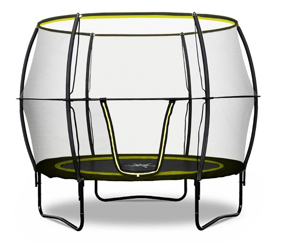 Rebo 8FT Base Jump Trampoline With Halo II Enclosure - 2020 Black Edition
