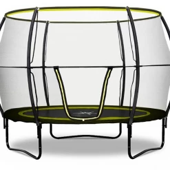Rebo Base Jump 10FT Trampoline With Halo II Enclosure - 2020 Black Edition Leisure