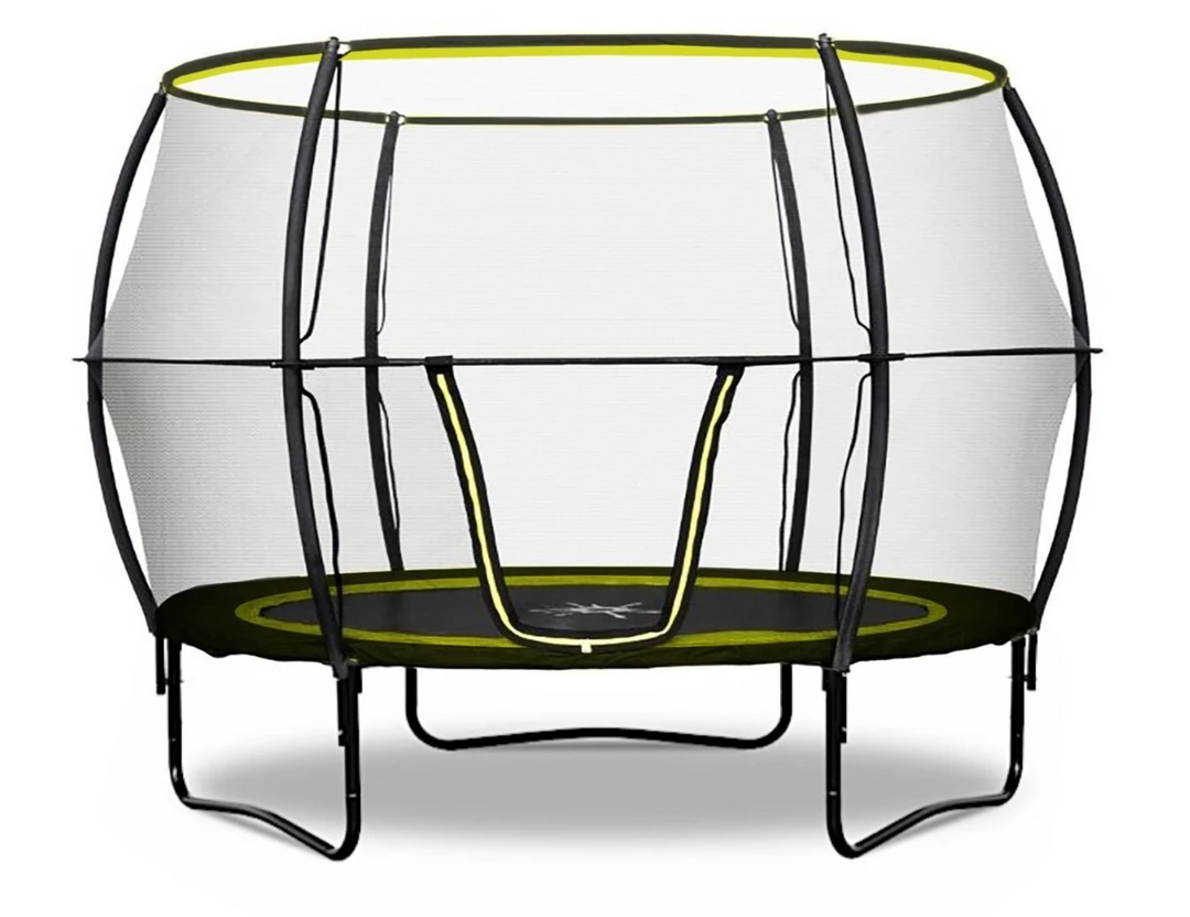 Rebo Base Jump 10FT Trampoline With Halo II Enclosure - 2020 Black Edition Leisure
