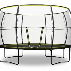 Rebo Base Jump 12FT Trampoline With Halo II Enclosure - 2020 Black Edition Leisure