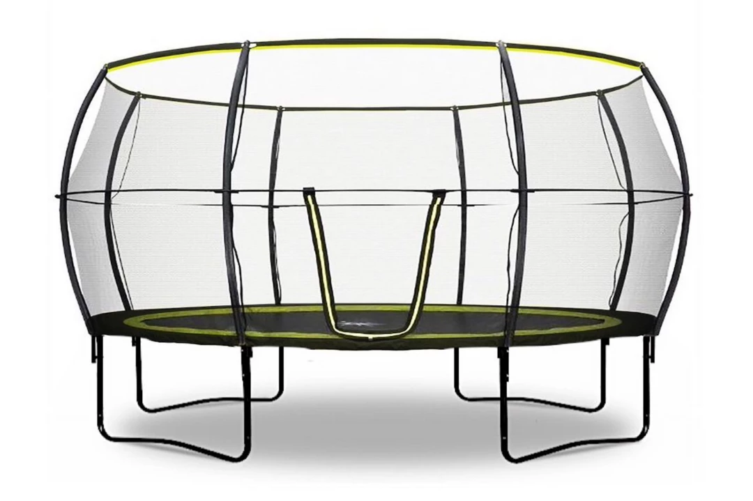 Rebo Base Jump 14FT Trampoline With Halo II Enclosure - 2020 Black Edition Leisure