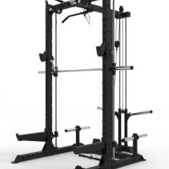 Primal Strength Commercial Half Rack With Smith And Lat Pull Down Low Row