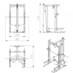 Primal Strength Commercial Half Rack With Smith And Lat Pull Down Low Row