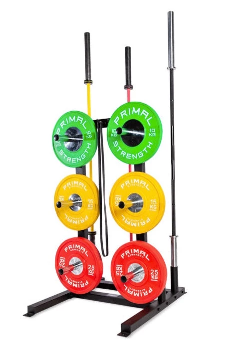 Storage Primal Strength Stealth Commercial Fitness Olympic Disc & Barbell Rack (Matte Nero)