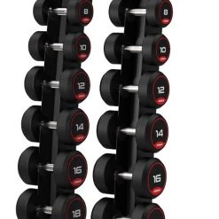 Jordan Classic Rubber Dumbbell Set 2-20kg With Rack