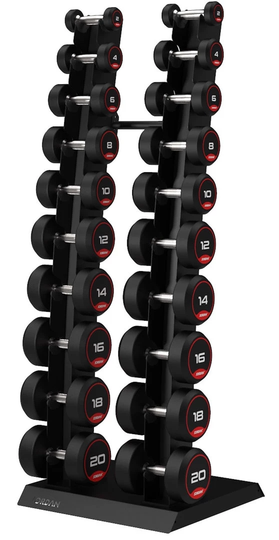 Jordan Classic Rubber Dumbbell Set 2-20kg With Rack
