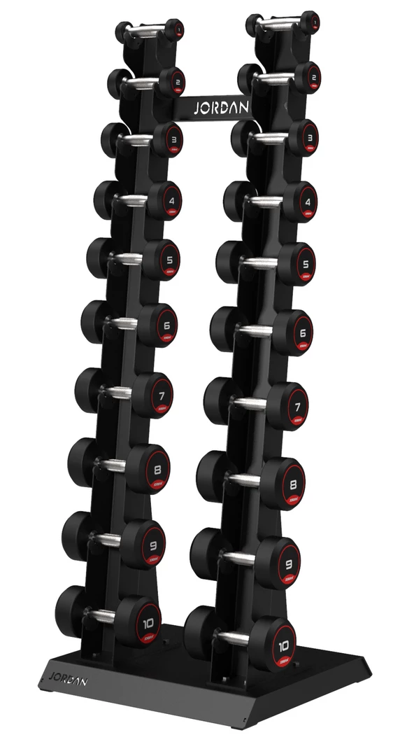 Jordan Classic Rubber Dumbbell Set 1-10kg With Rack Dumbbell & Rack Sets