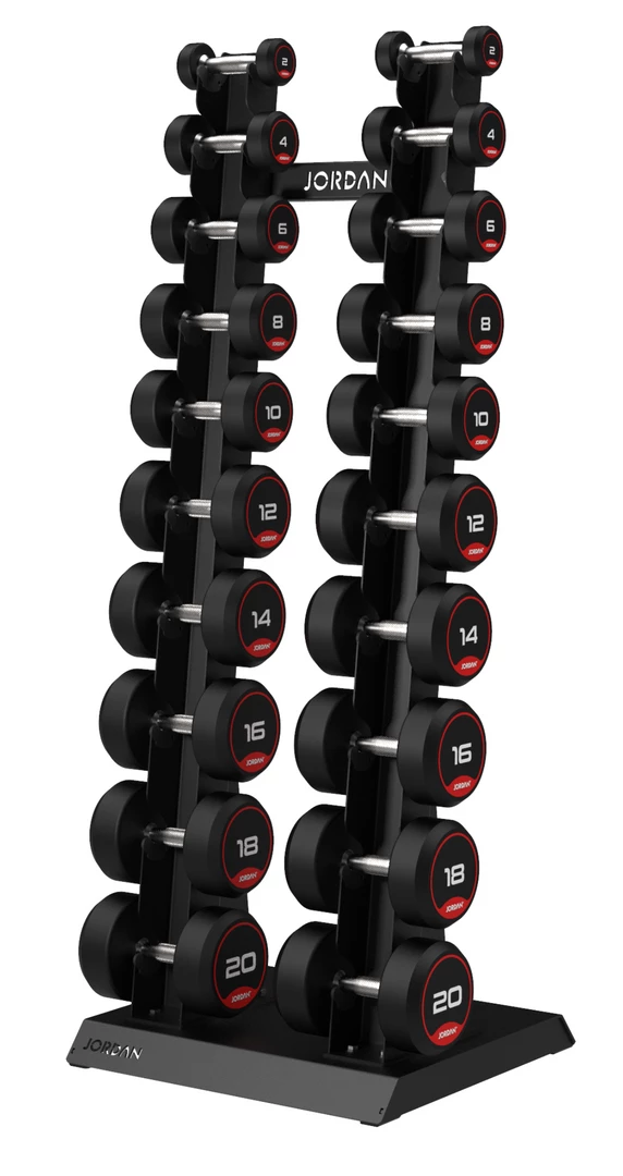 Jordan Classic Rubber Dumbbell Set 2-20kg With Rack