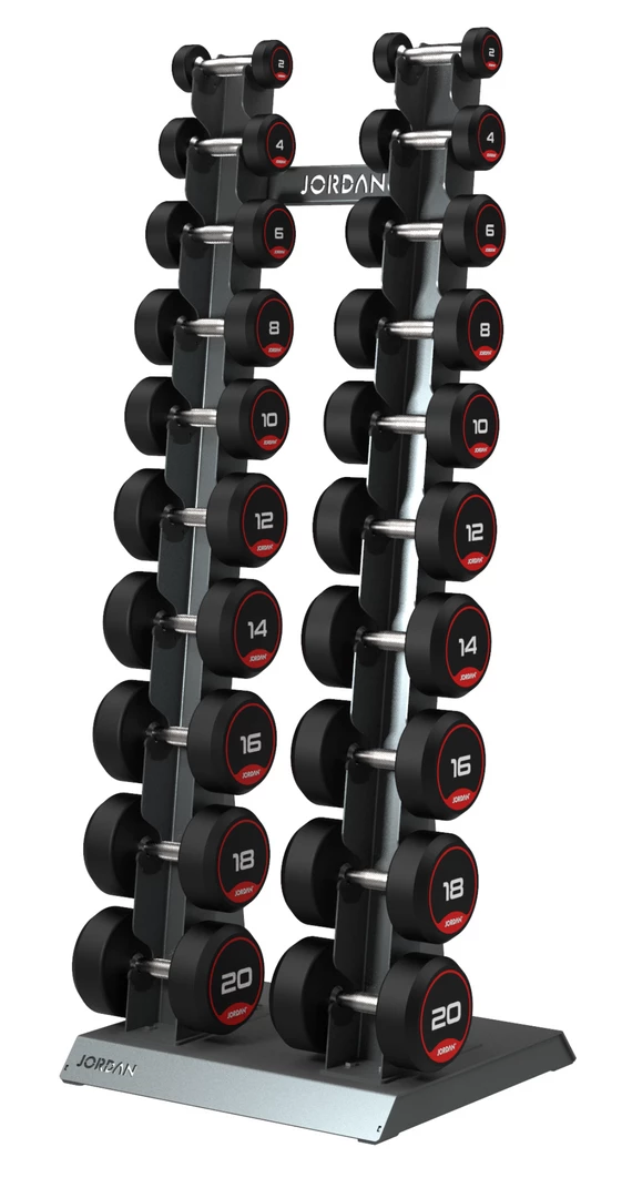Jordan Classic Rubber Dumbbell Set 2-20kg With Rack