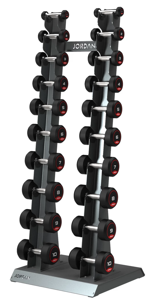 Jordan Classic Rubber Dumbbell Set 1-10kg With Rack Dumbbell & Rack Sets