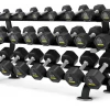 Rubber Hex Dumbbells ZIVA XP Hex Dumbbell Rack