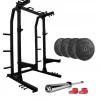 Strength Swiss Barbell Half Rack, Olympic Bar And Bumper Discs Bundle