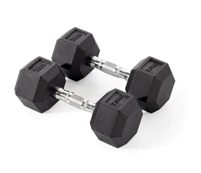 York Fitness Rubber Hex Dumbbells