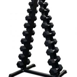 Swiss Barbell 1kg - 10kg Rubber Dumbbell Set With Rack