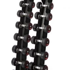 Jordan Classic Rubber Dumbbell Set 1-10kg With Rack Dumbbell & Rack Sets