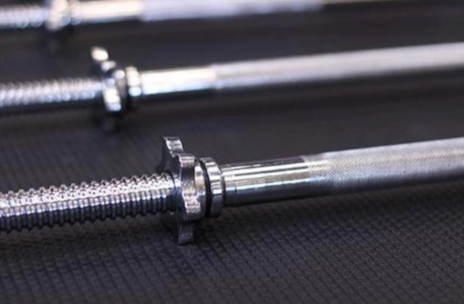 York Fitness York Standard 1" Spinlock Barbell Bar With Collars Strength