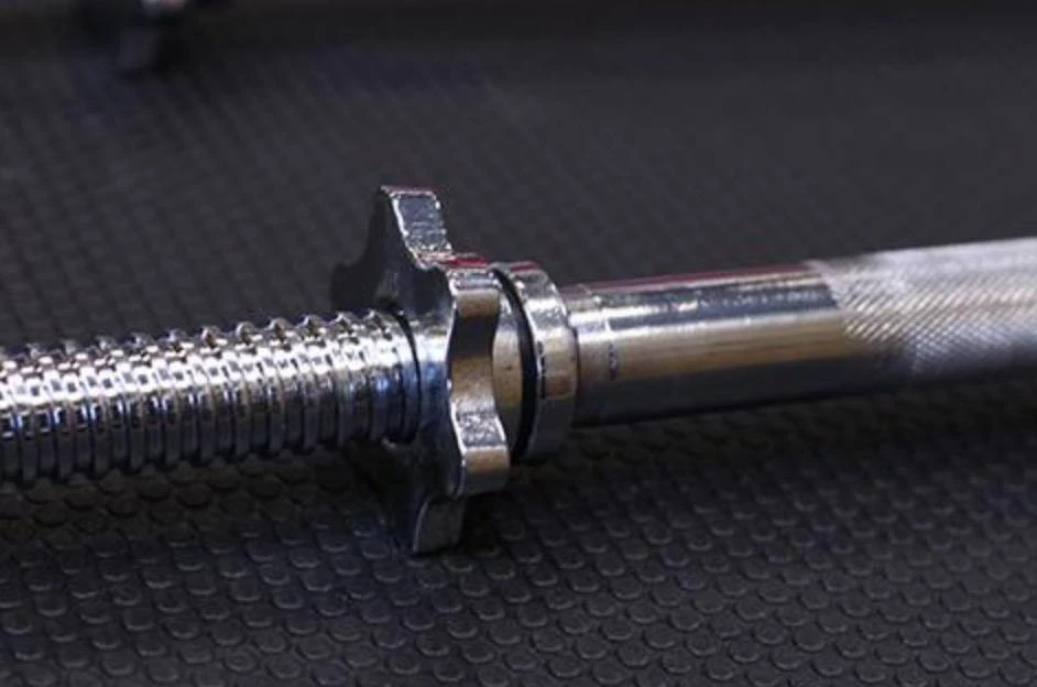 York Fitness York Standard 1" Spinlock Barbell Bar With Collars Strength