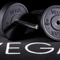 VEGA Fitness 100kg Rubber Bumper Plate Set With 7ft Escape Olympic Power Bar Olympic Disc Sets