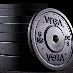 VEGA Fitness 100kg Rubber Bumper Plate Set With 7ft Escape Olympic Power Bar Olympic Disc Sets
